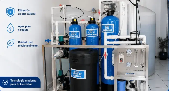 Equipos de purificación de agua con ósmosis inversa y luz UV